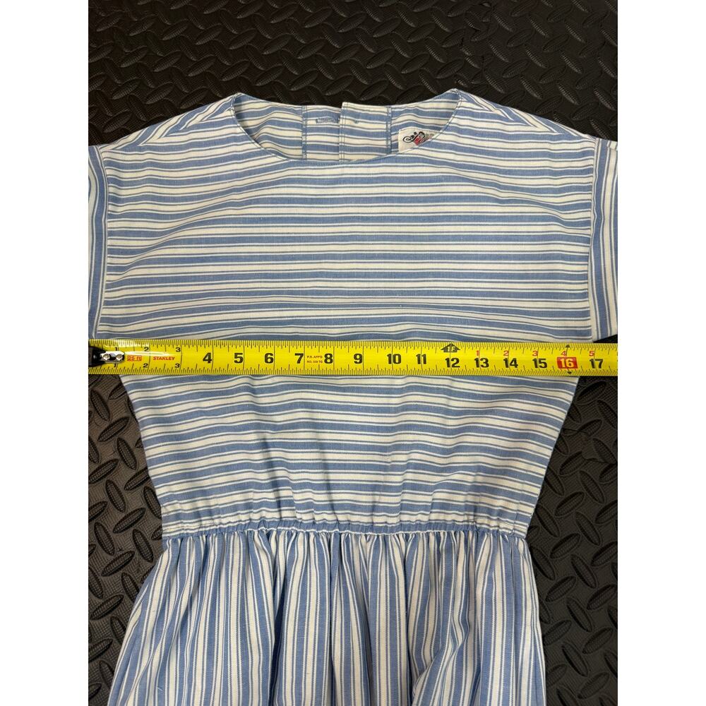 Vintage Lanz Originals Prairie Dress Set Blue Stripe Cottagecore XS 3/4 - Picture 10 of 11